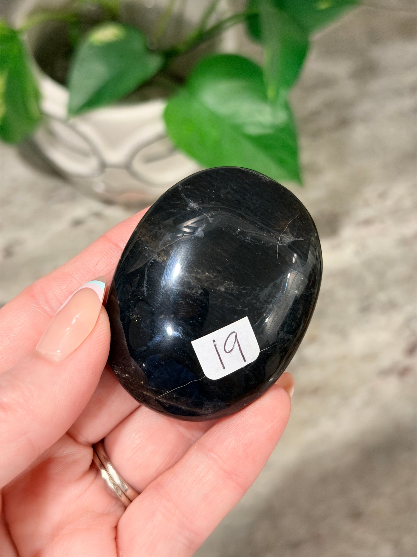 Black Rose Quartz Palm Stone