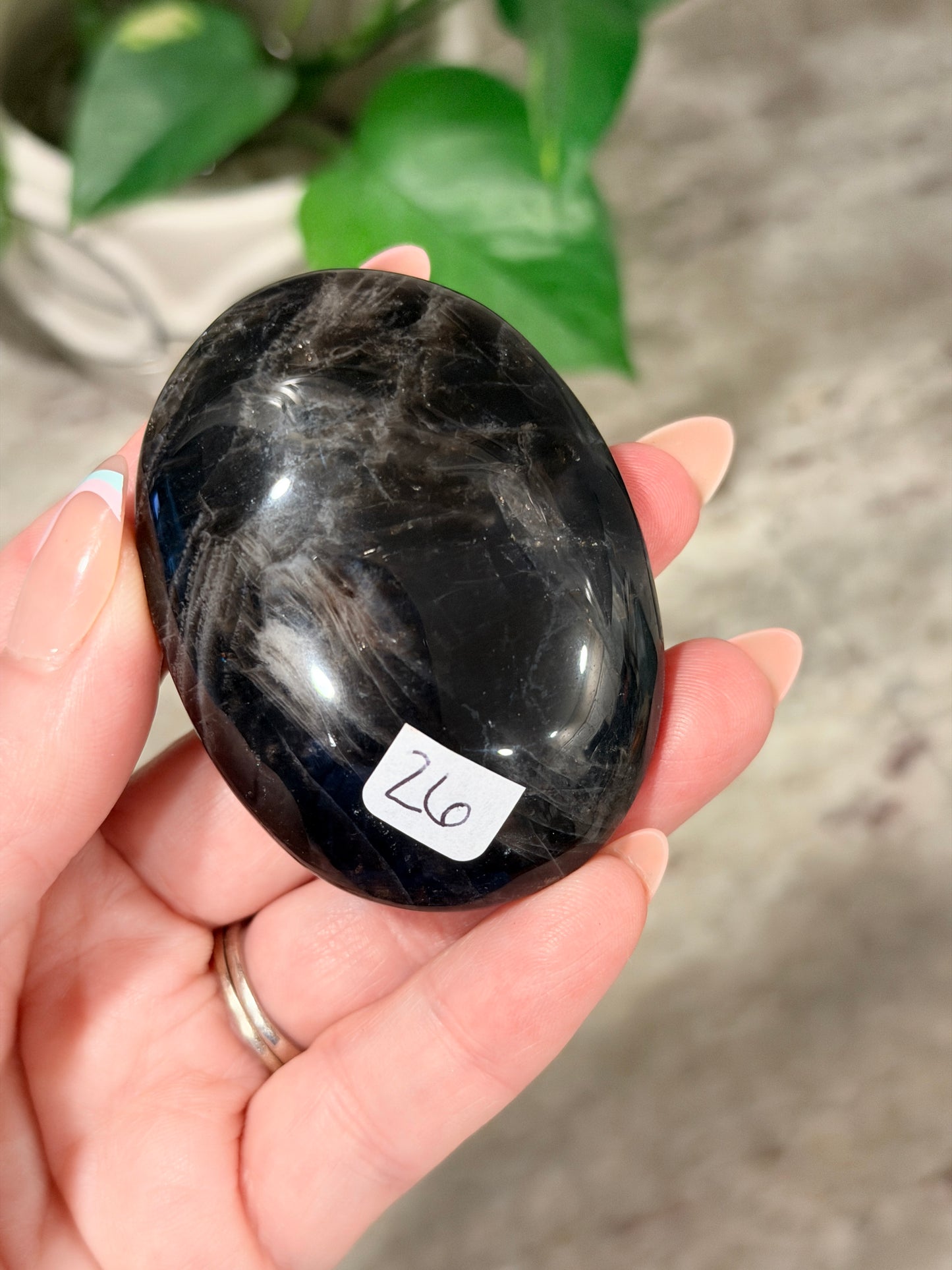 Black Rose Quartz Palm Stone