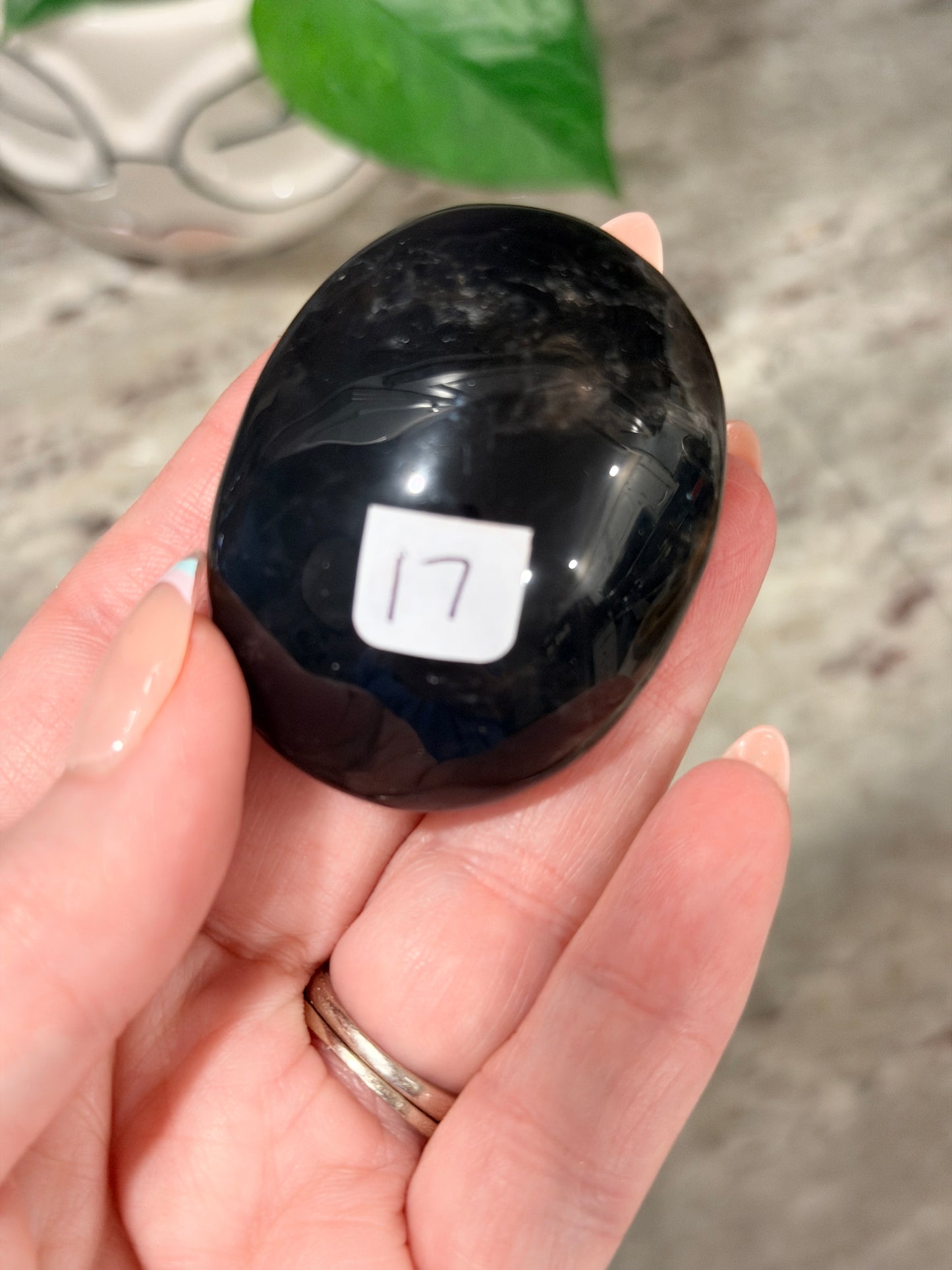 Black Rose Quartz Palm Stone