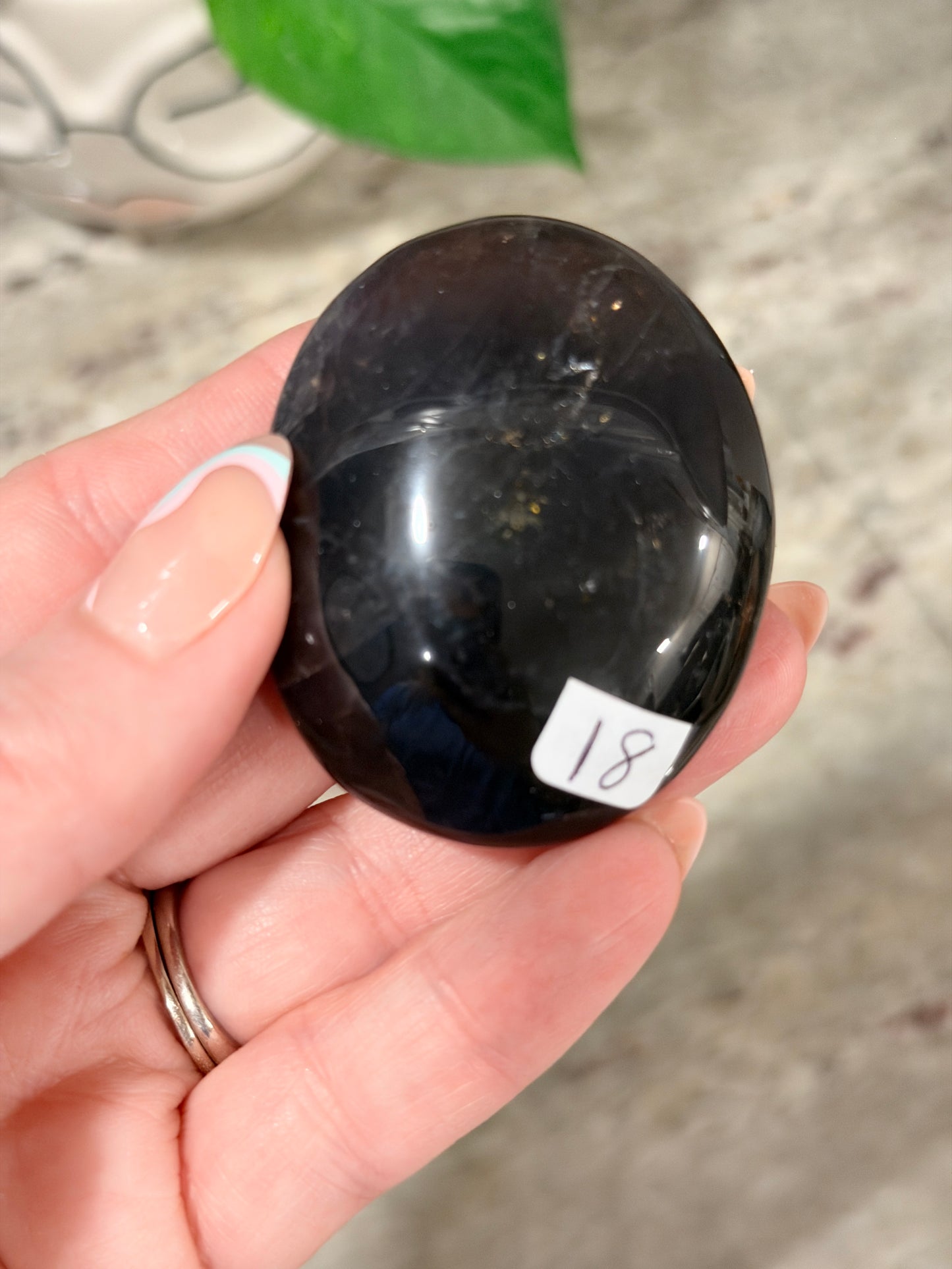 Black Rose Quartz Palm Stone