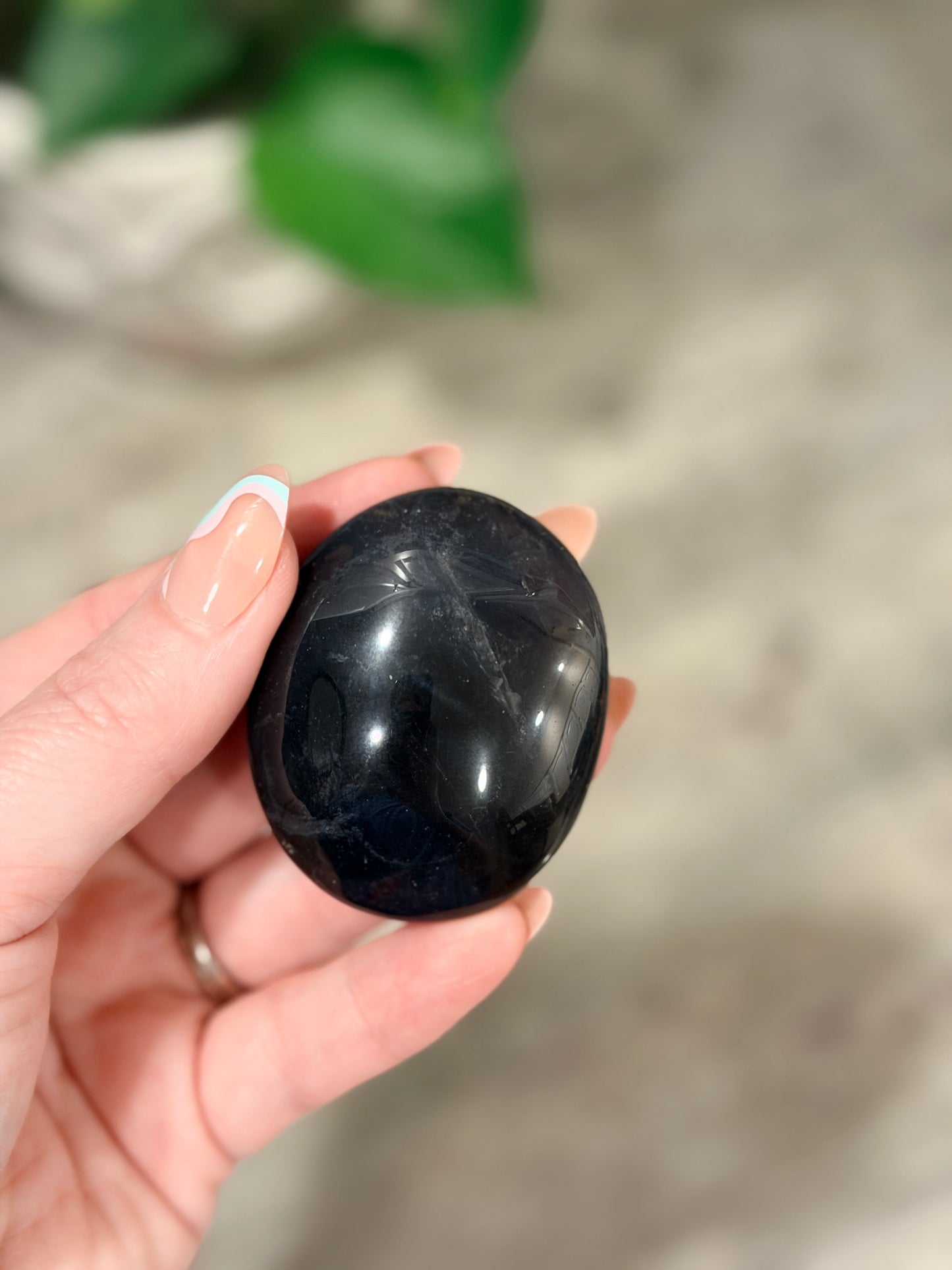 Black Rose Quartz Palm Stone