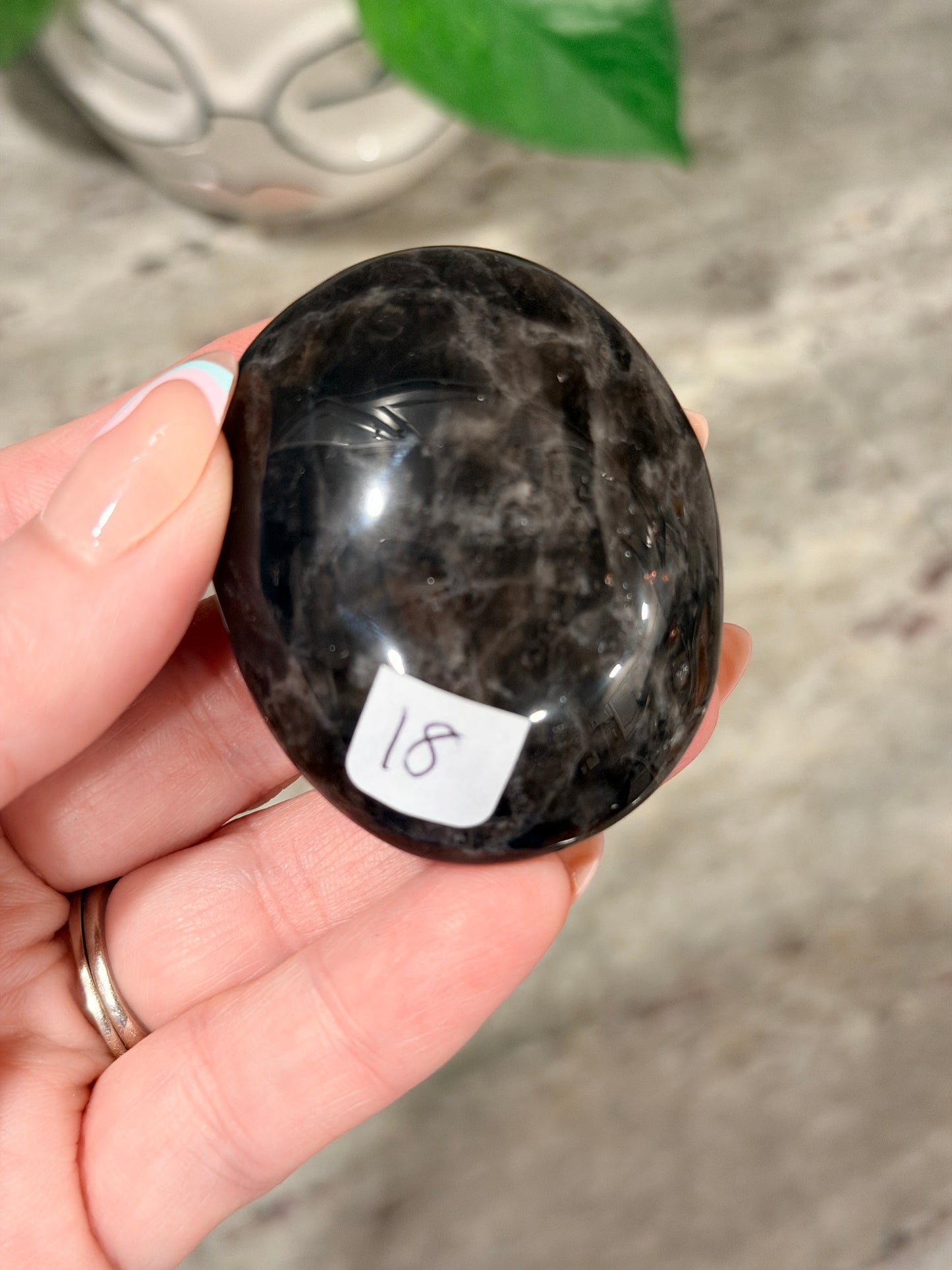 Black Rose Quartz Palm Stone