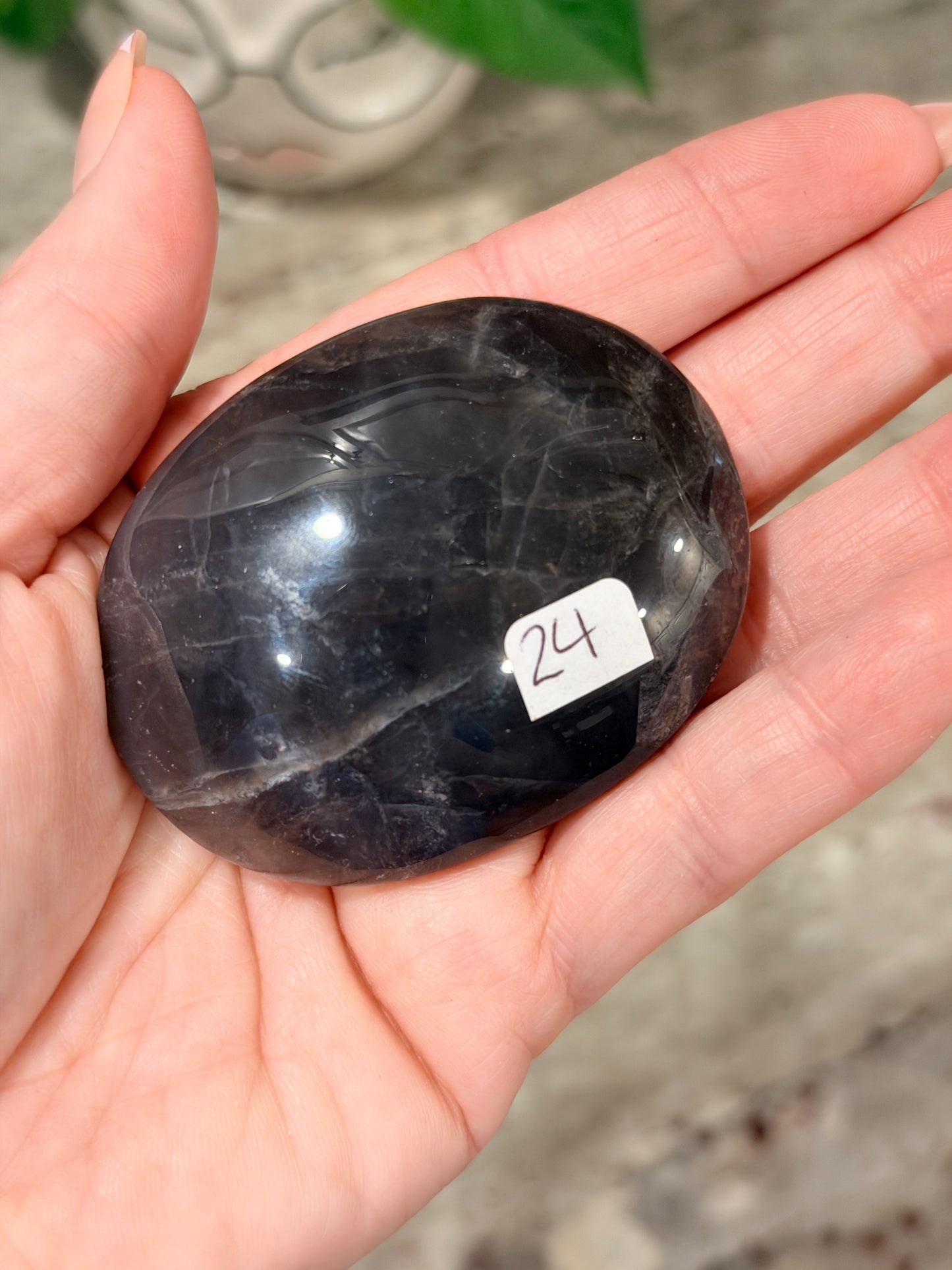 Black Rose Quartz Palm Stone