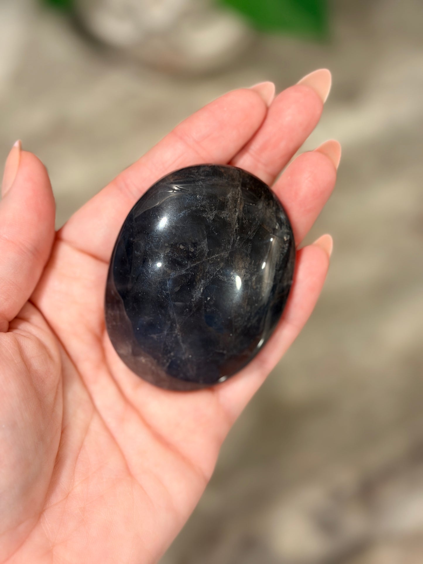 Black Rose Quartz Palm Stone