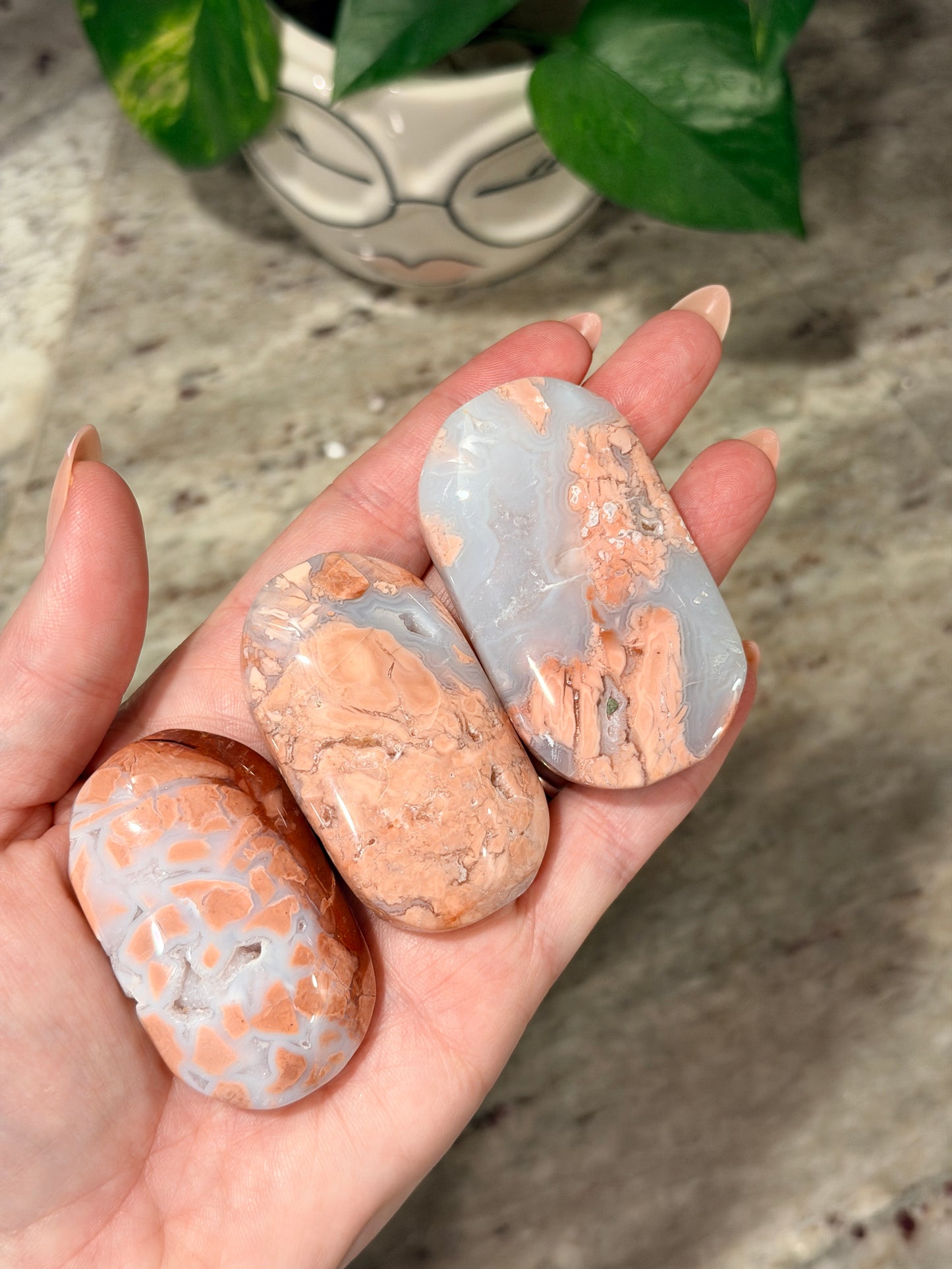 Cotton Candy Agate Palm Stone