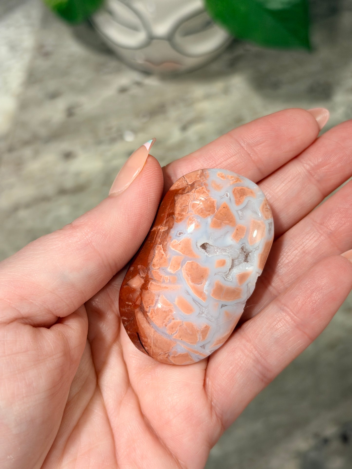 Cotton Candy Agate Palm Stone