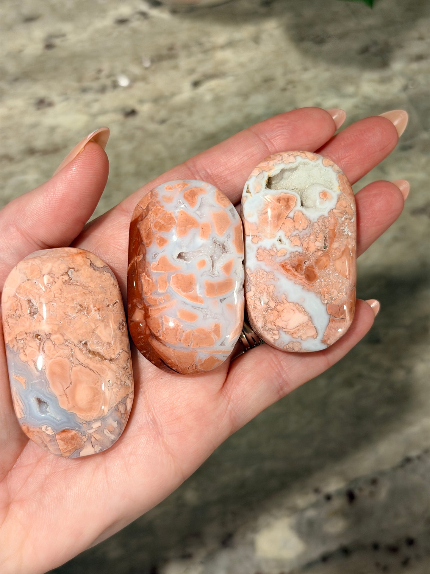 Cotton Candy Agate Palm Stone