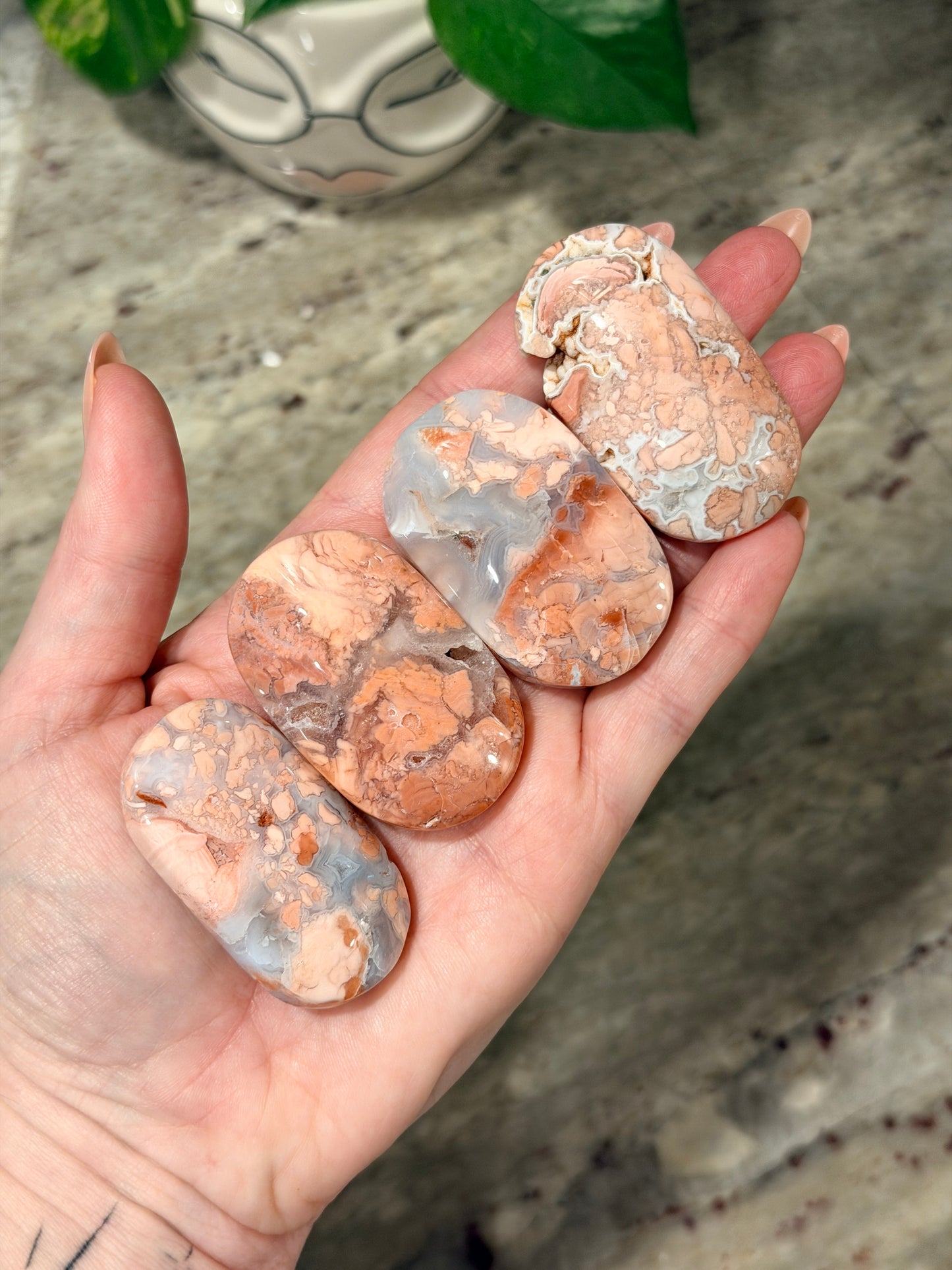 Cotton Candy Agate Palm Stone