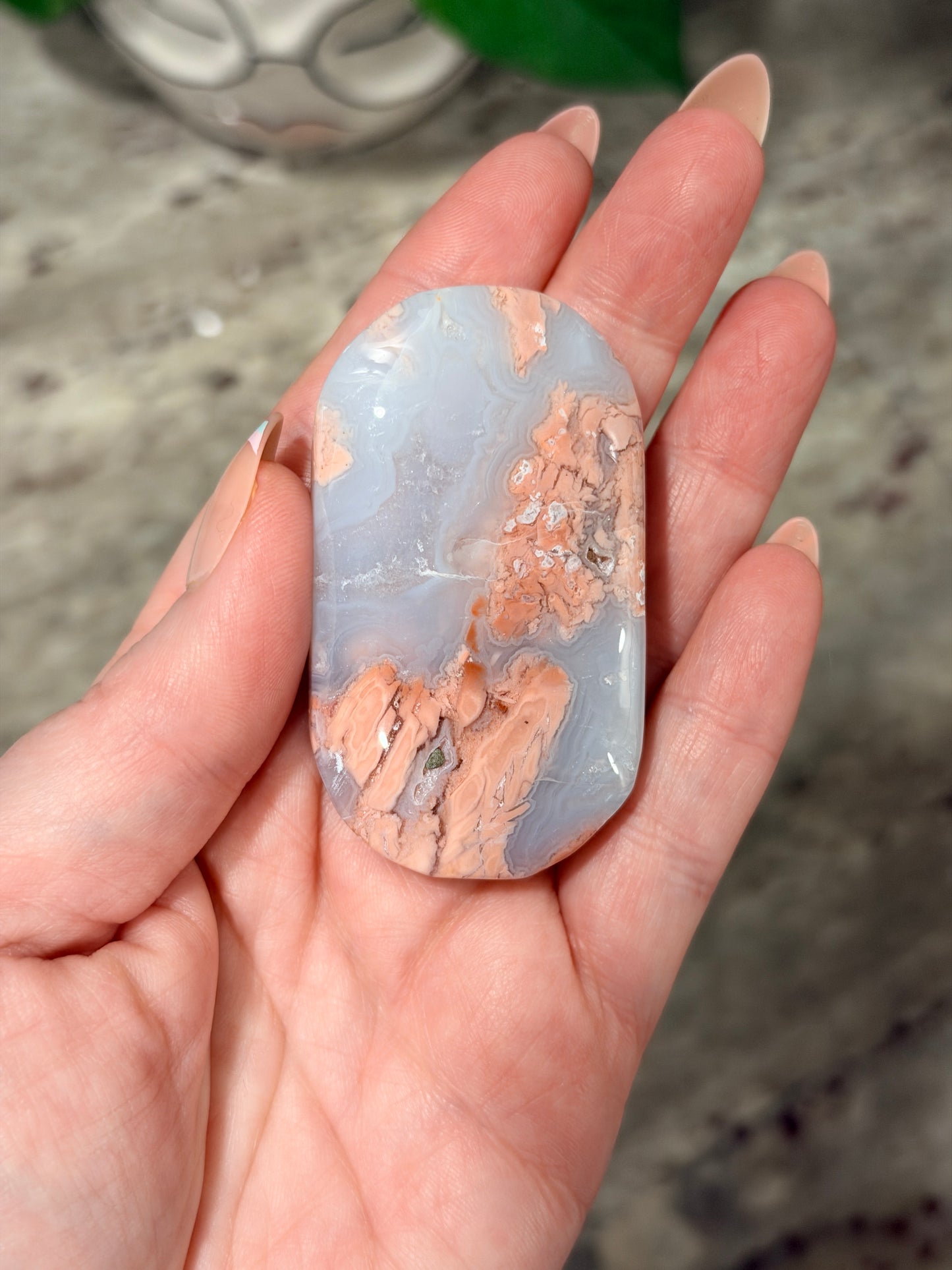 Cotton Candy Agate Palm Stone