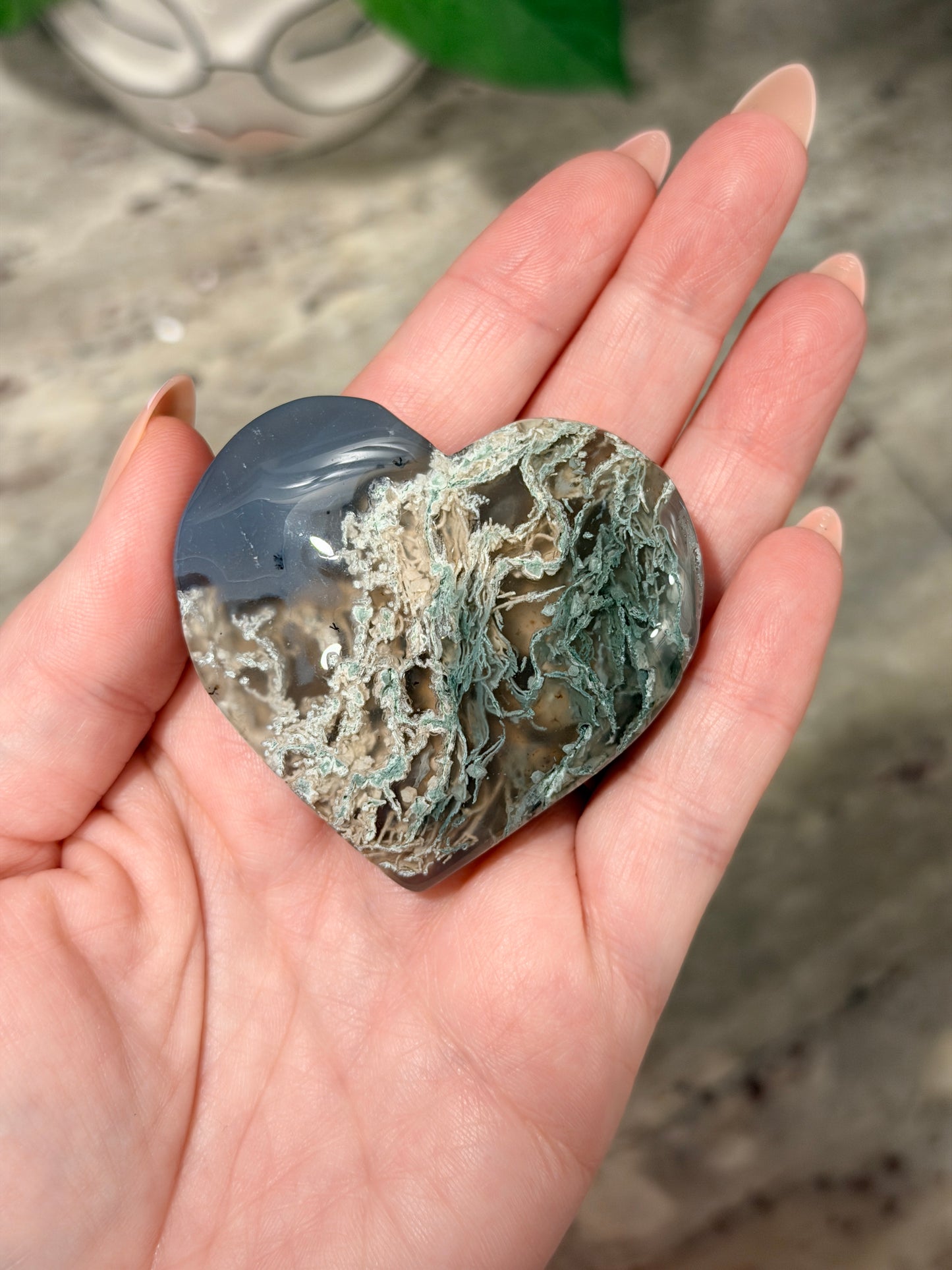 Moss Agate Heart