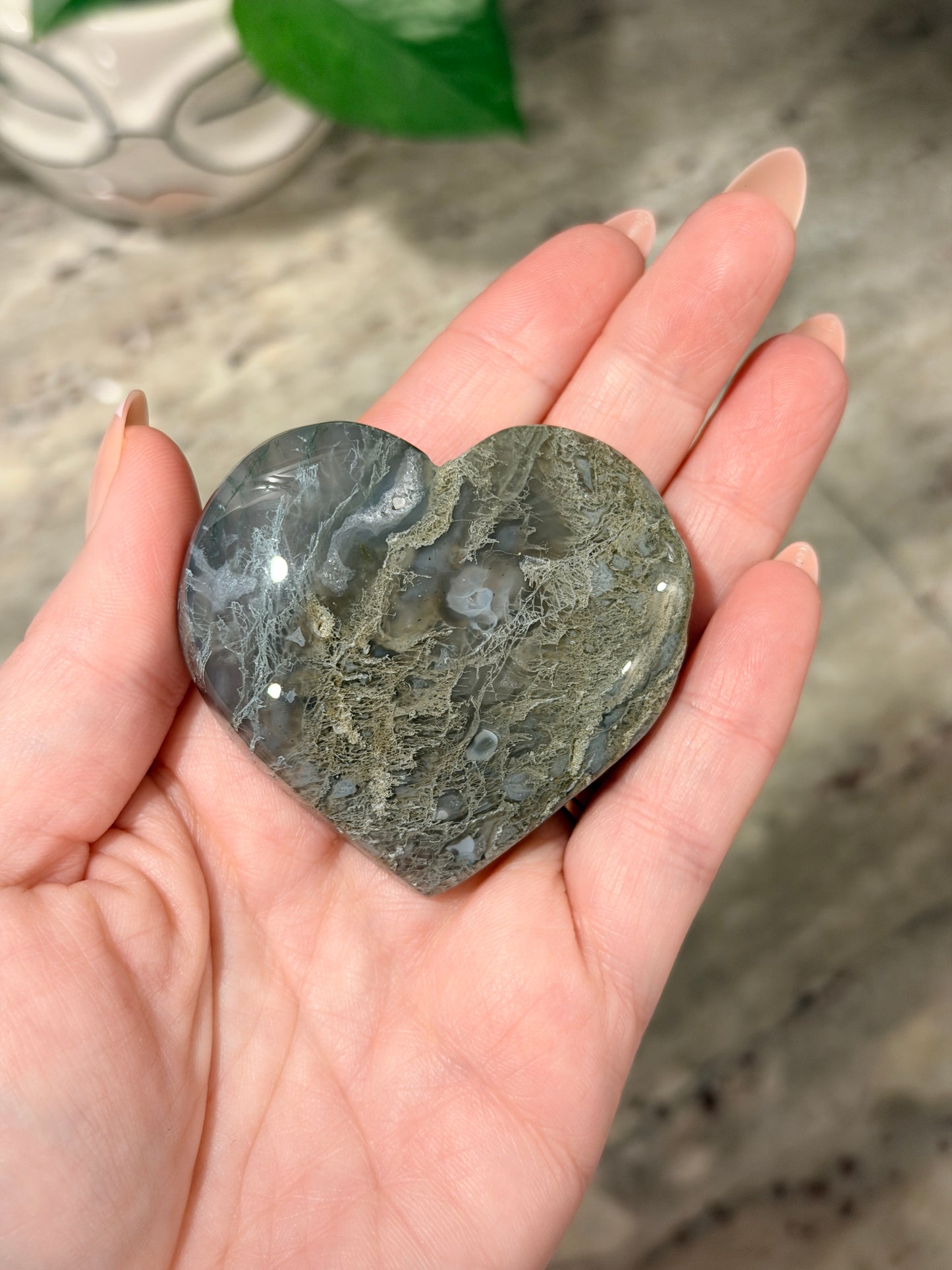 Moss Agate Heart