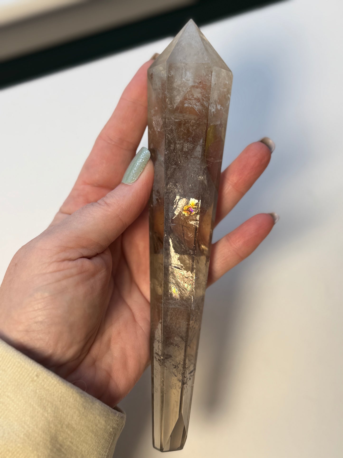 Natural Smoky Quartz Scepter w stand