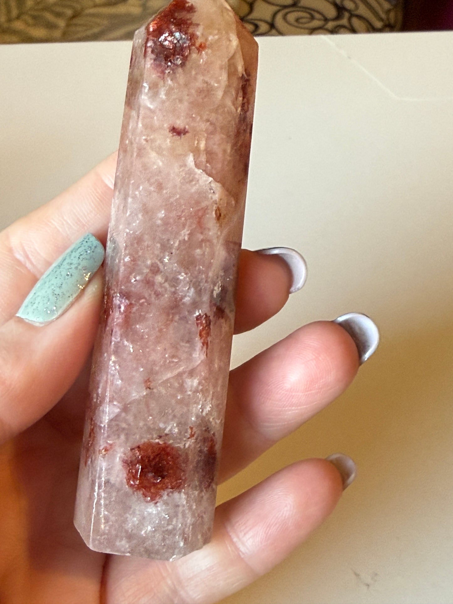 Hematoid Fire Quartz Obelisk Tower