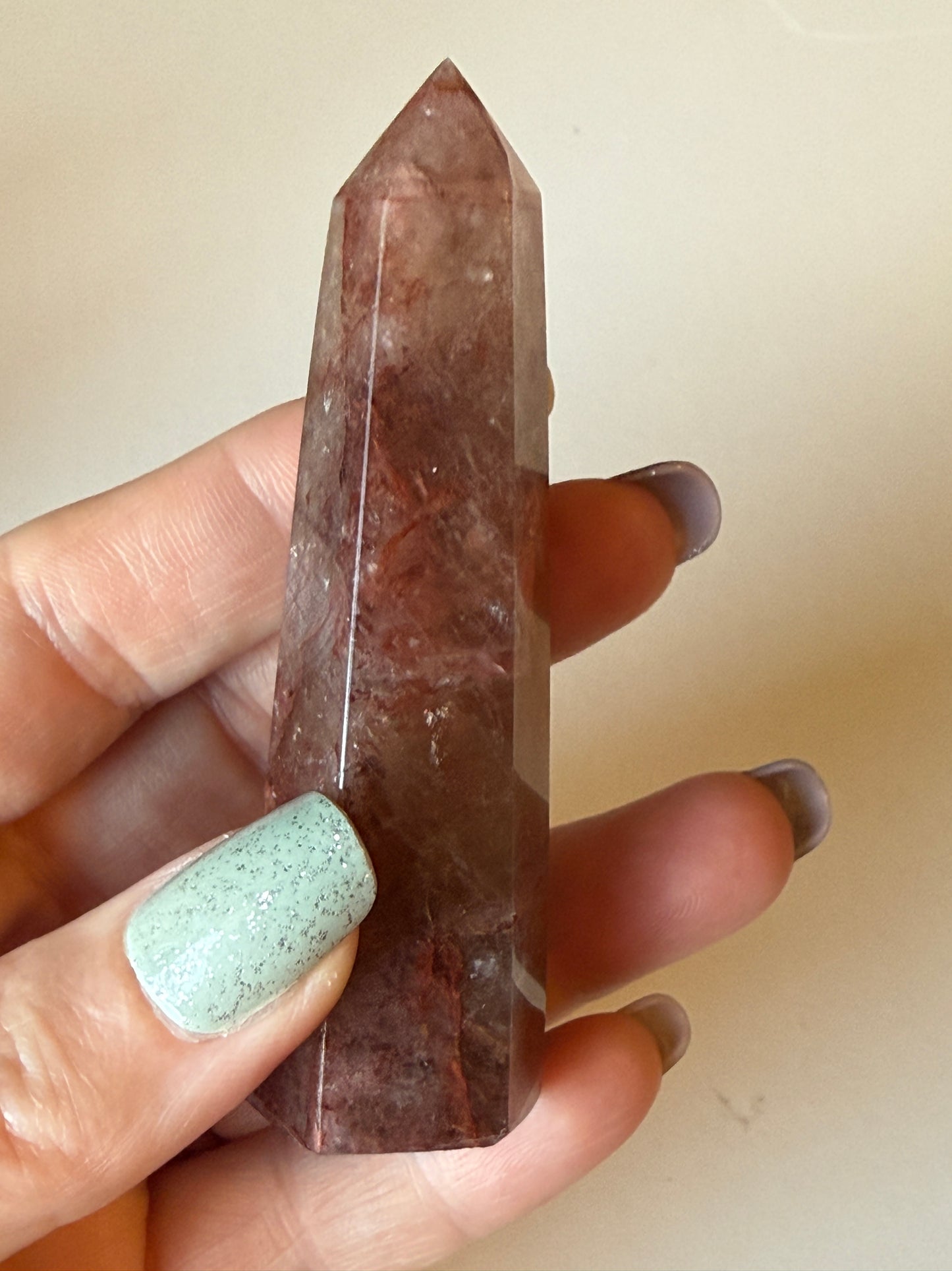 Hematoid Fire Quartz Obelisk Tower