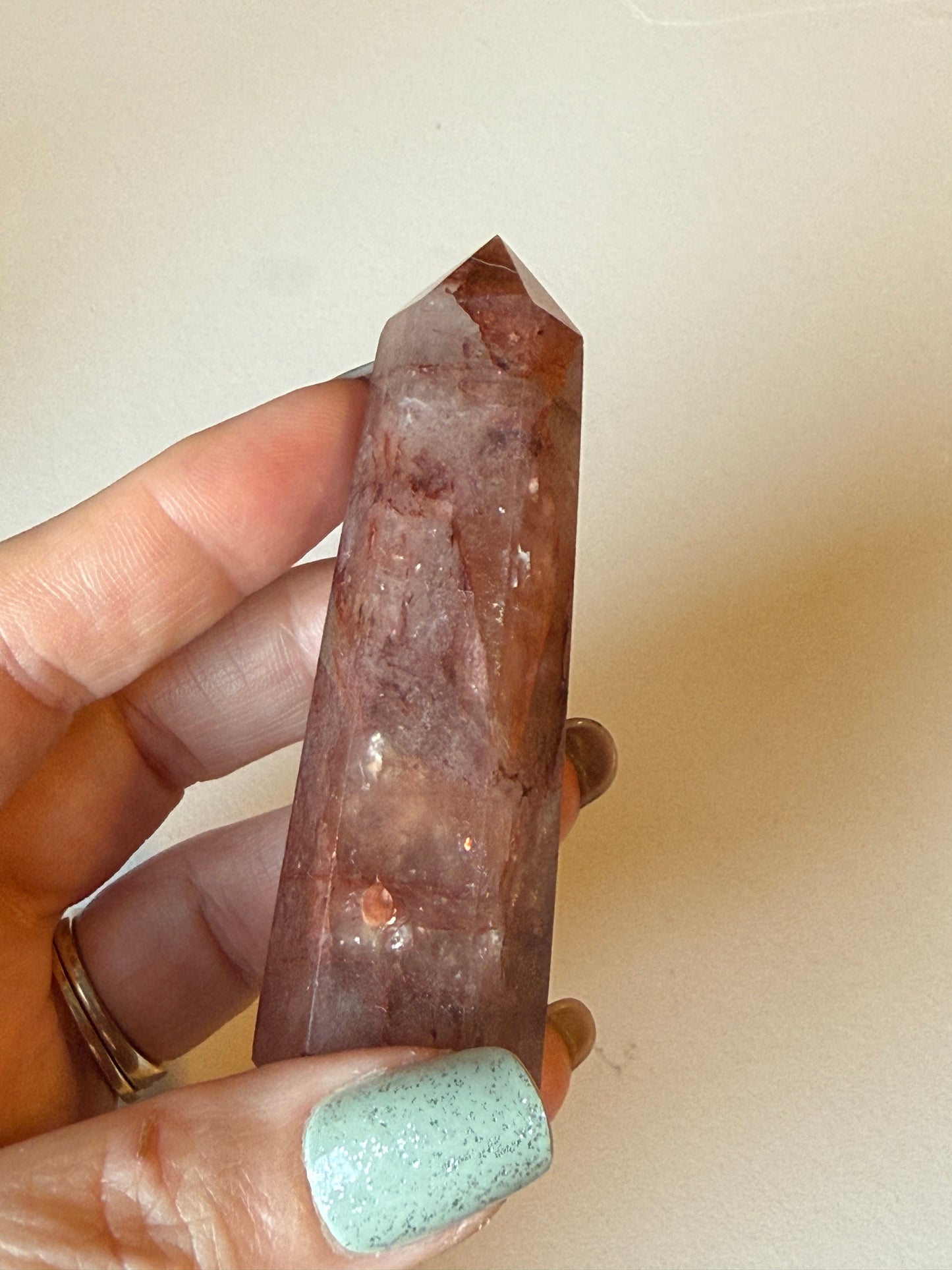 Hematoid Fire Quartz Obelisk Tower