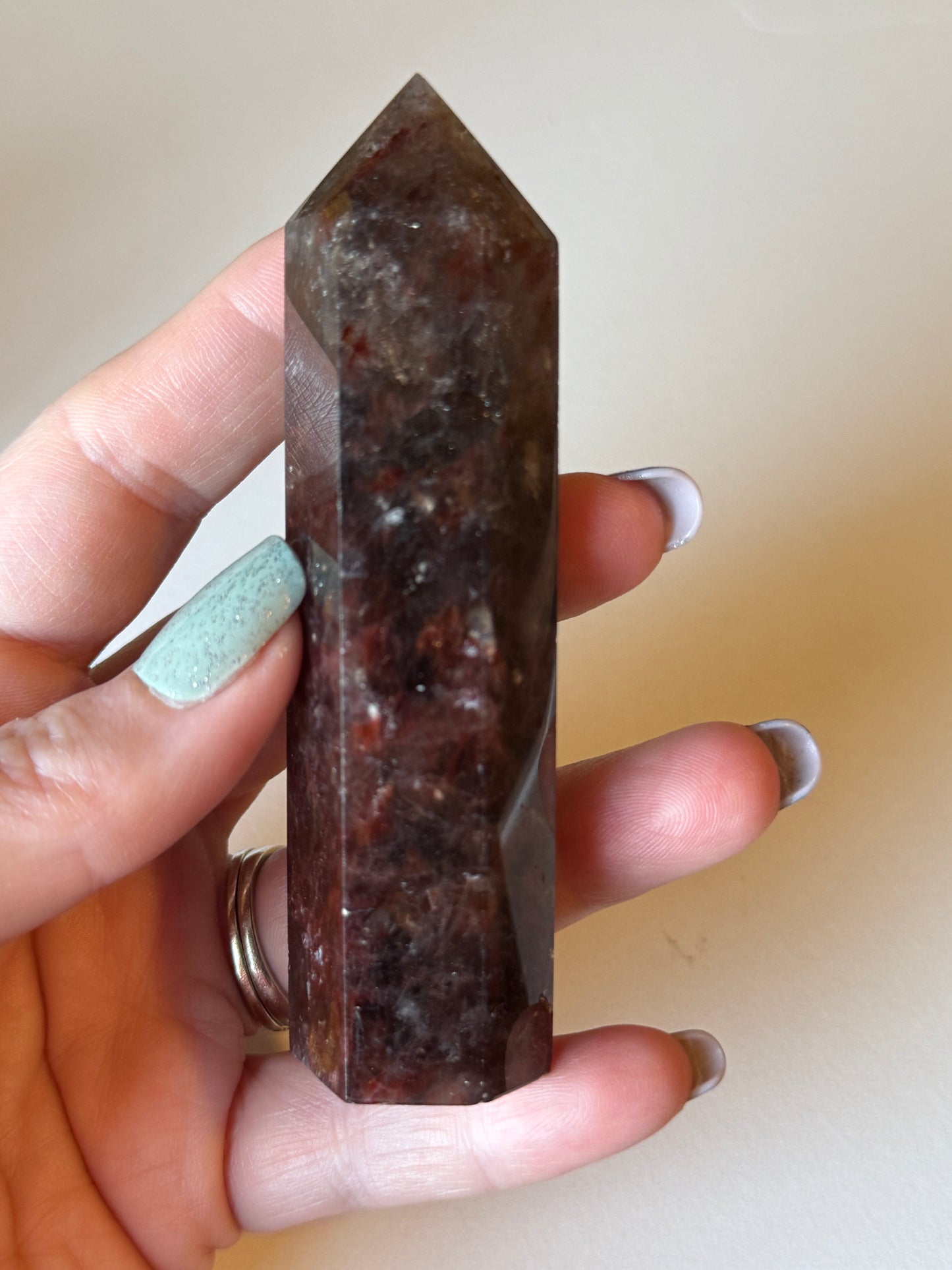 Hematoid Fire Quartz Obelisk Tower