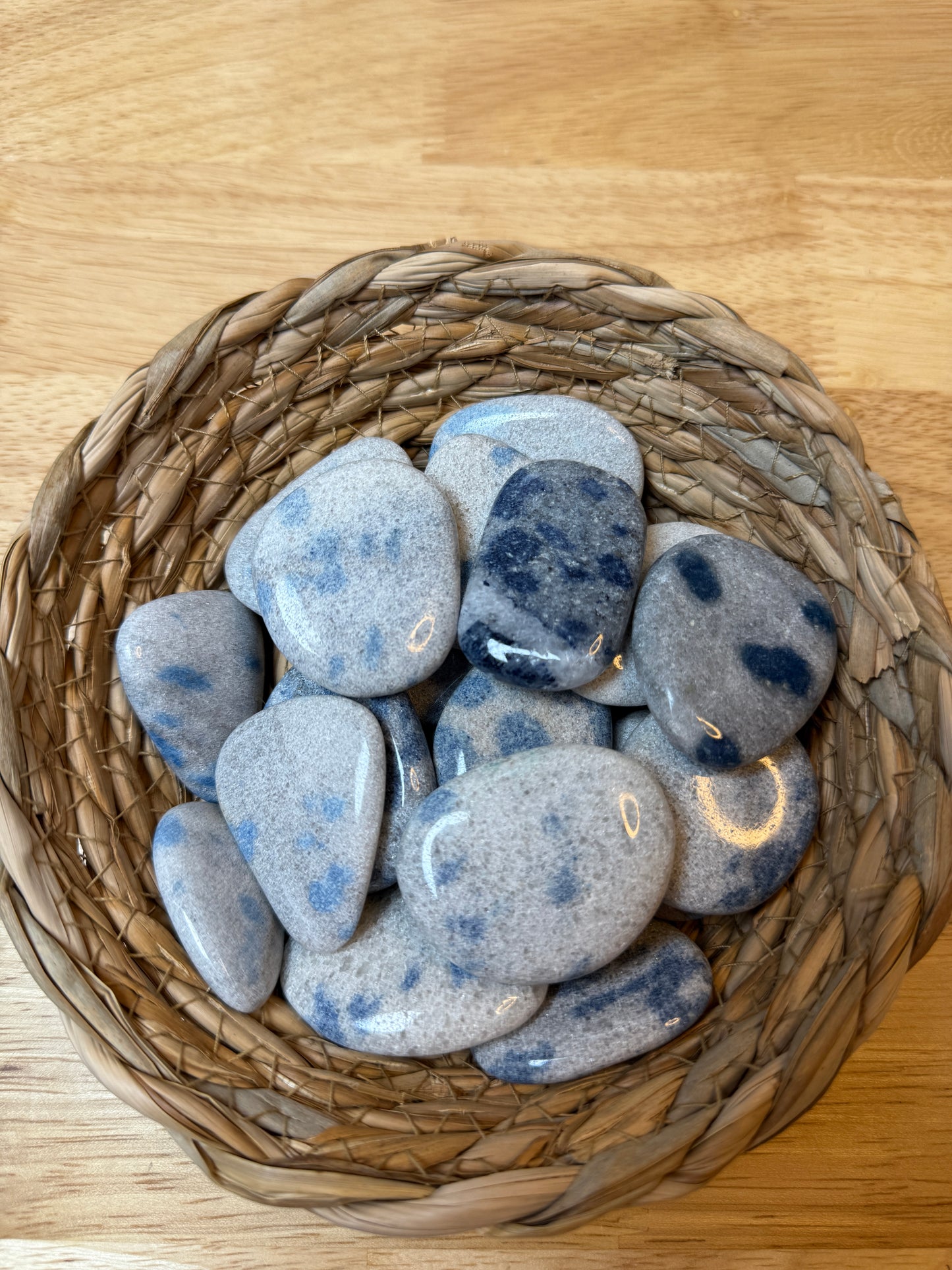 Apatite in Cleavelandite Flat Mini Palm Stone
