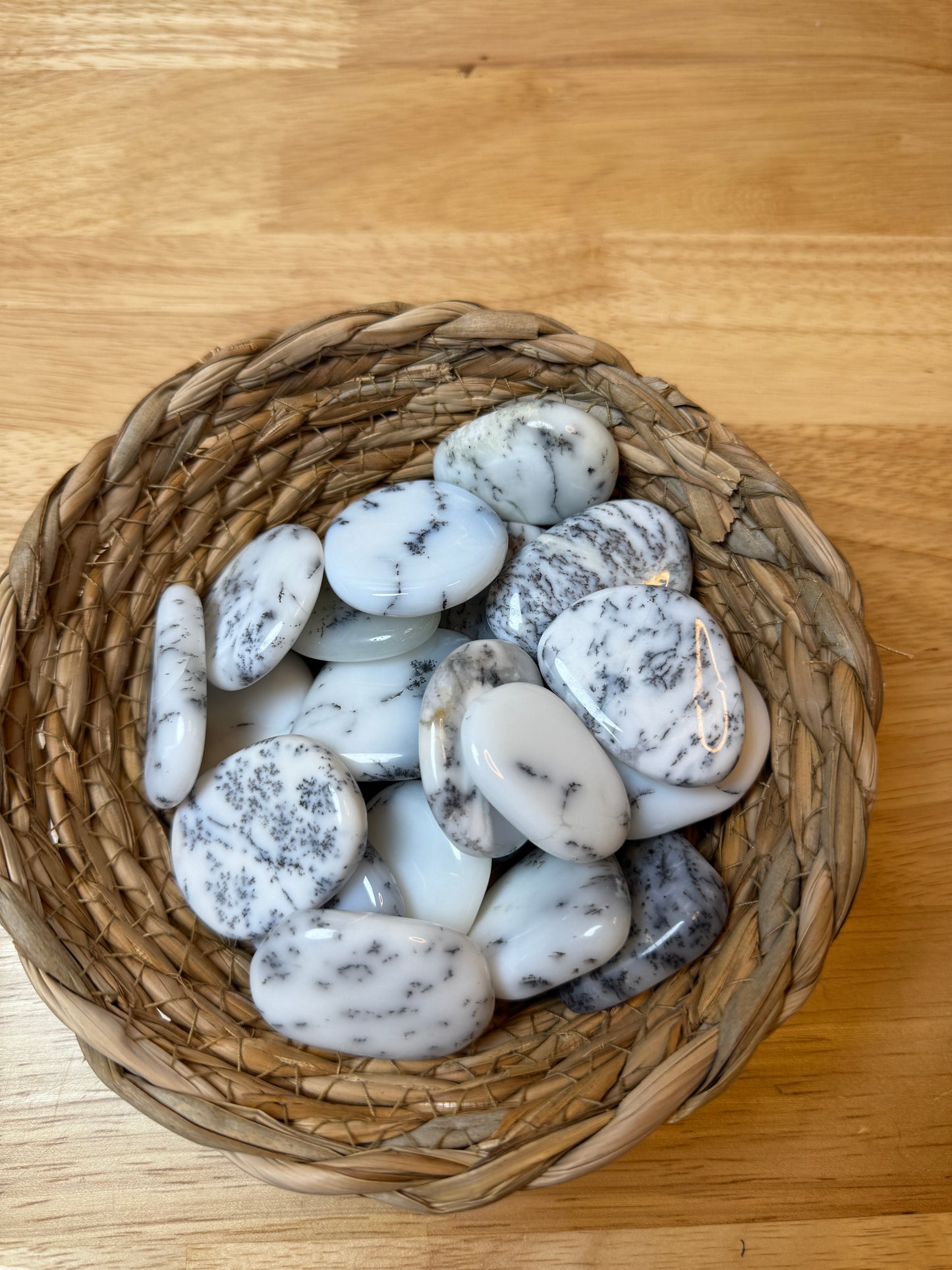 Dendritic Opal Flat Mini Palm Stone ~ Polished Crystals