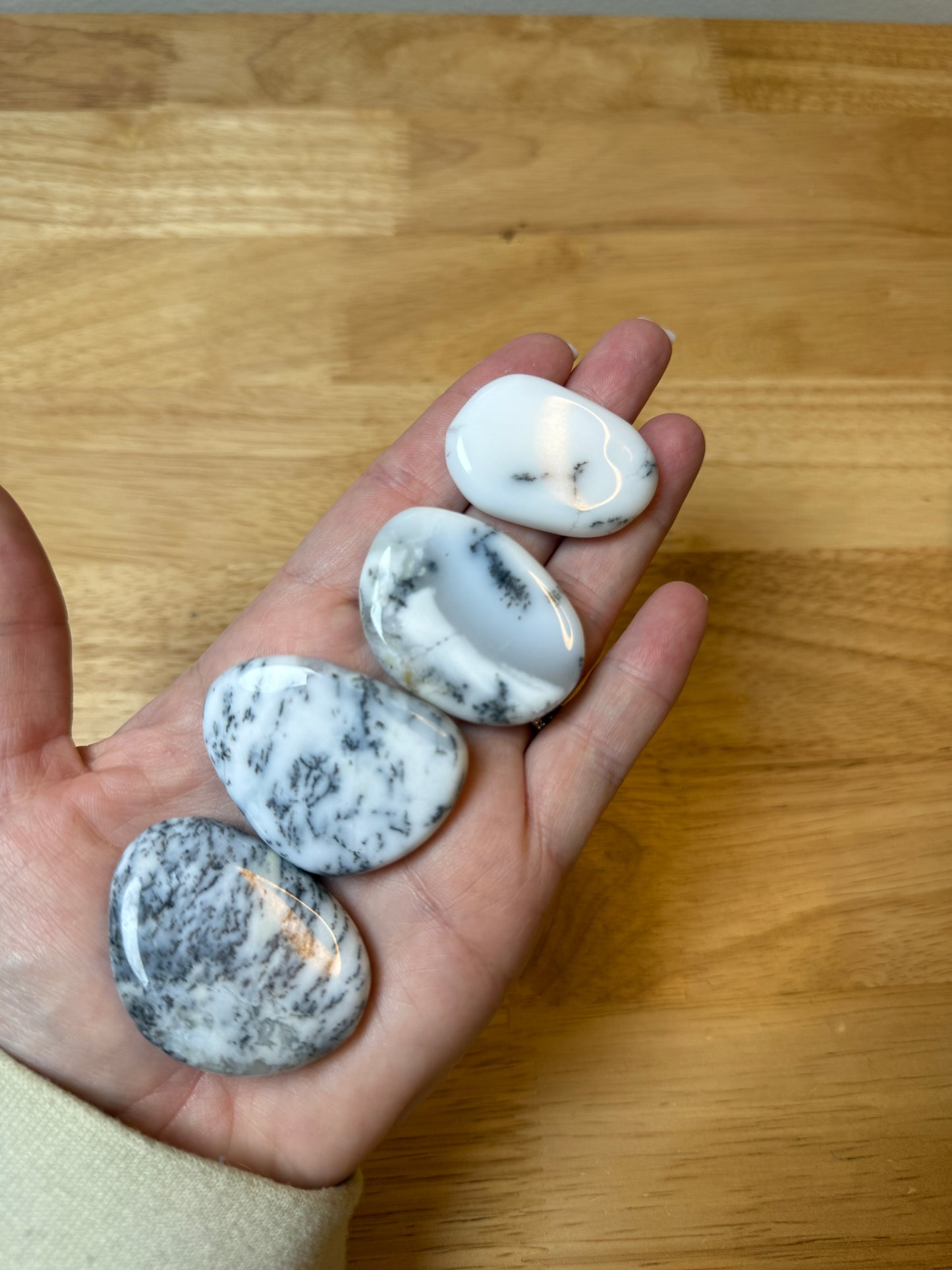 Dendritic Opal Flat Mini Palm Stone ~ Polished Crystals