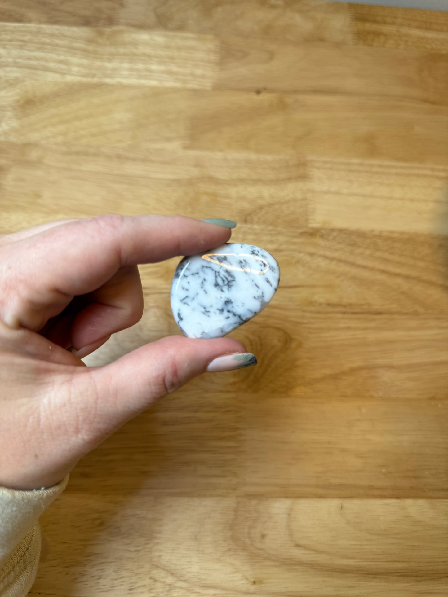 Dendritic Opal Flat Mini Palm Stone ~ Polished Crystals