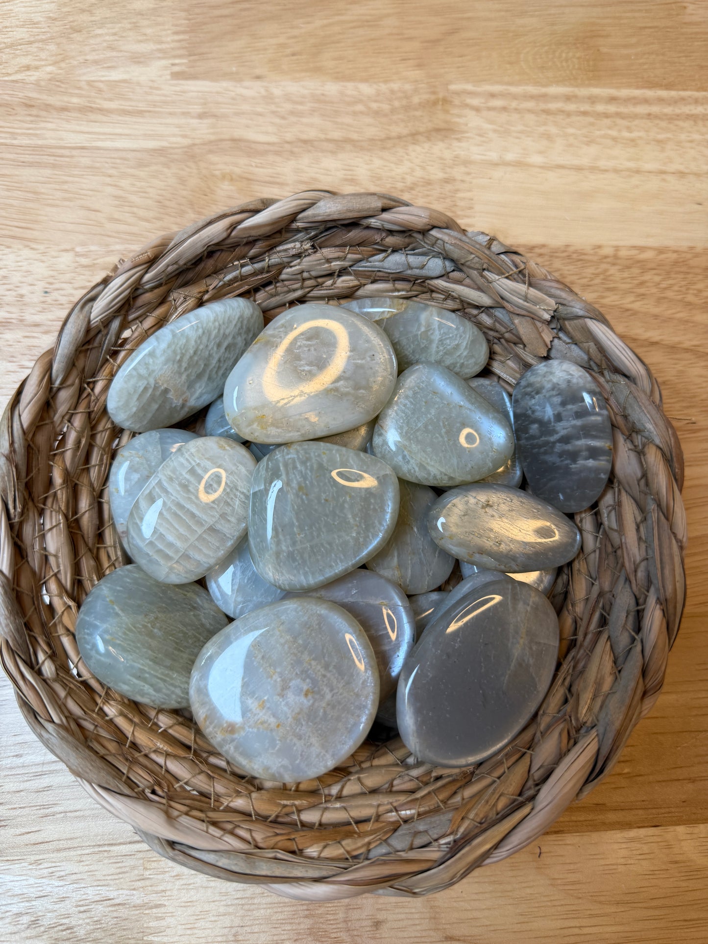 Flashy Moonstone Flat Palm Stones ~ Bulk Crystals