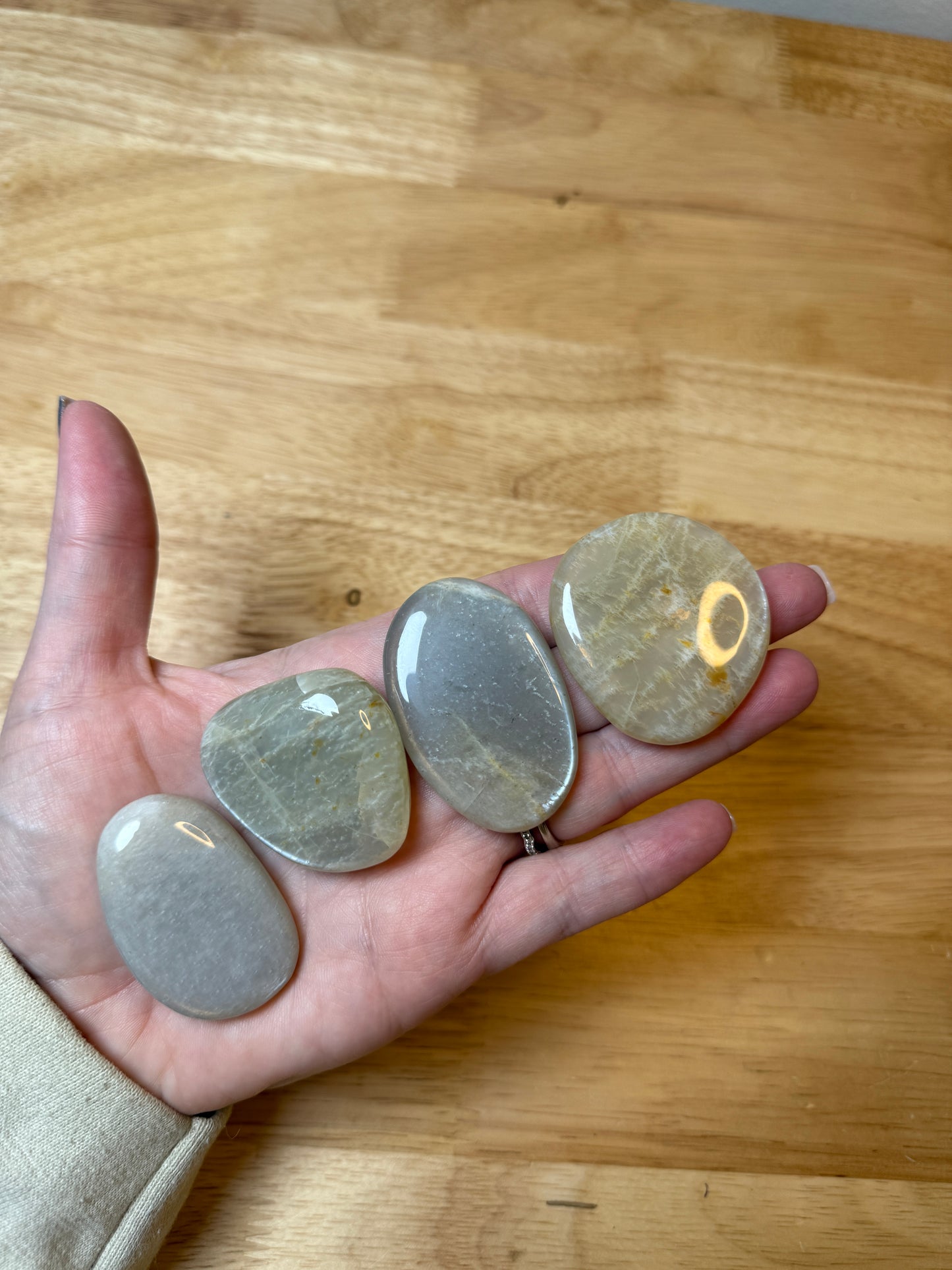 Flashy Moonstone Flat Palm Stones ~ Bulk Crystals