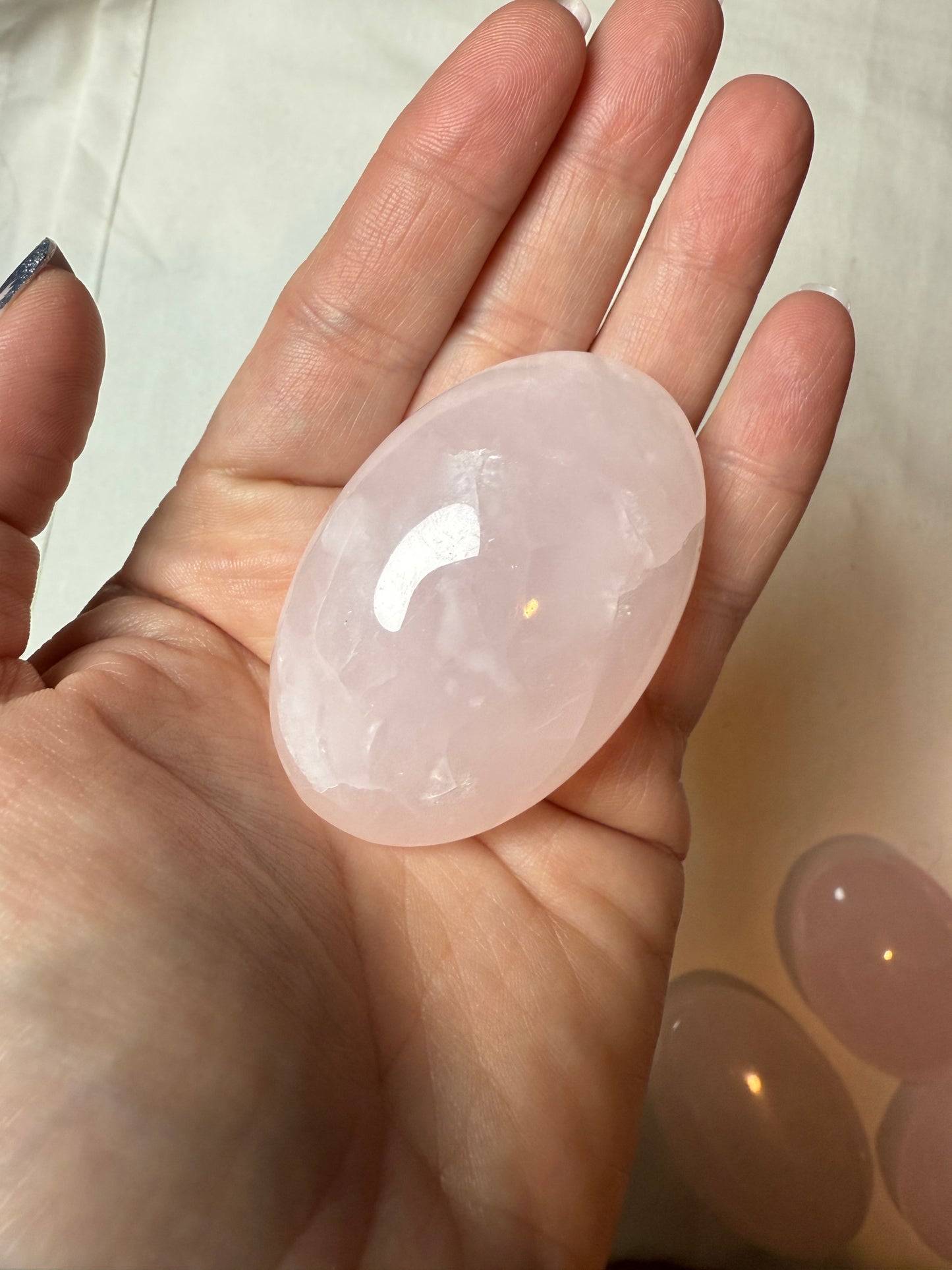 Pink Calcite Palm Stone