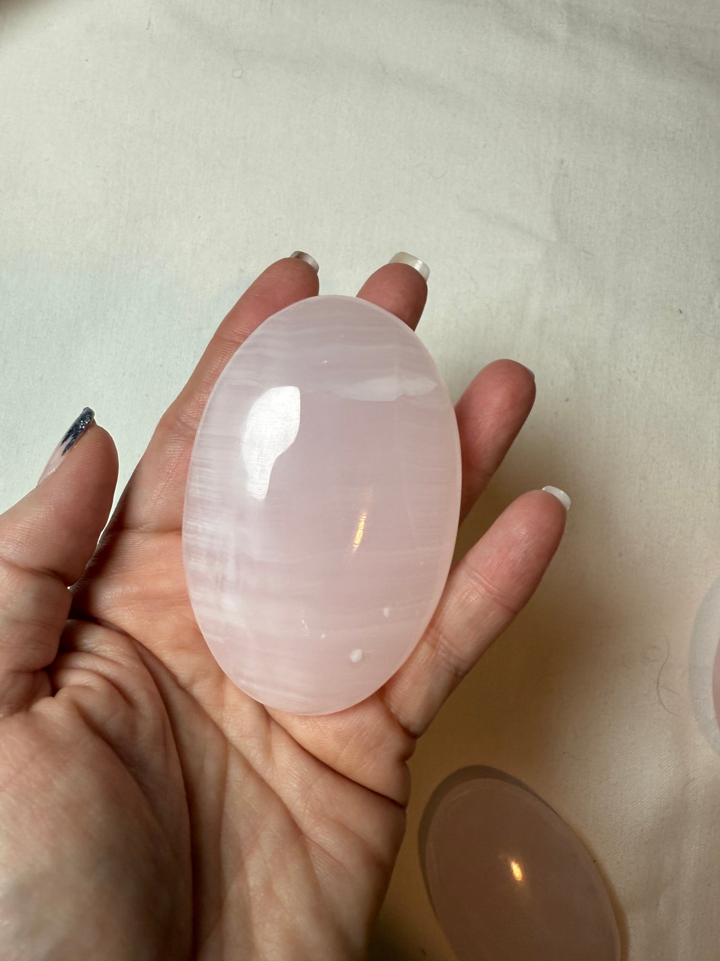 Pink Calcite Palm Stone