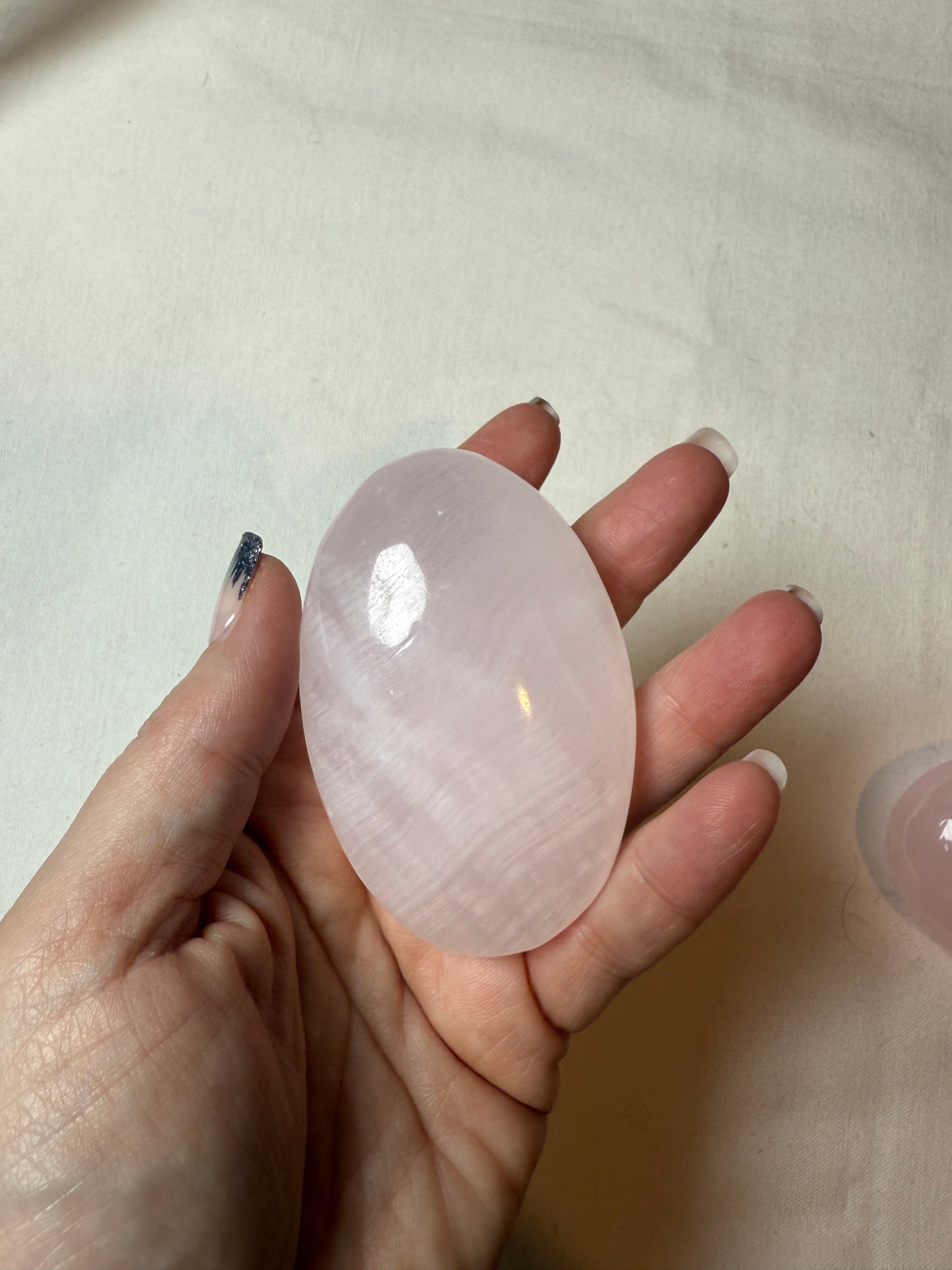 Pink Calcite Palm Stone