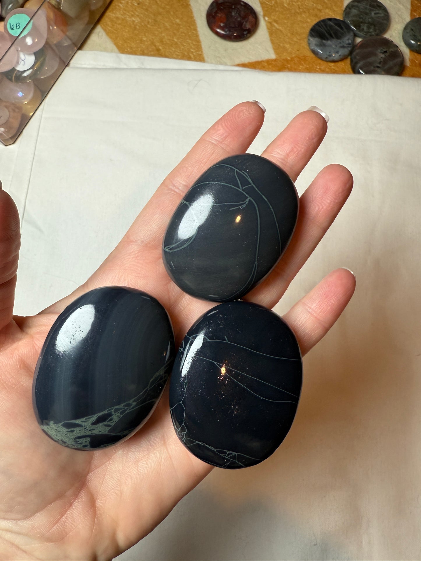 Spiderweb Obsidian Palm Stone