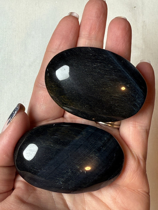 Blue Tigers Eye Palm Stone