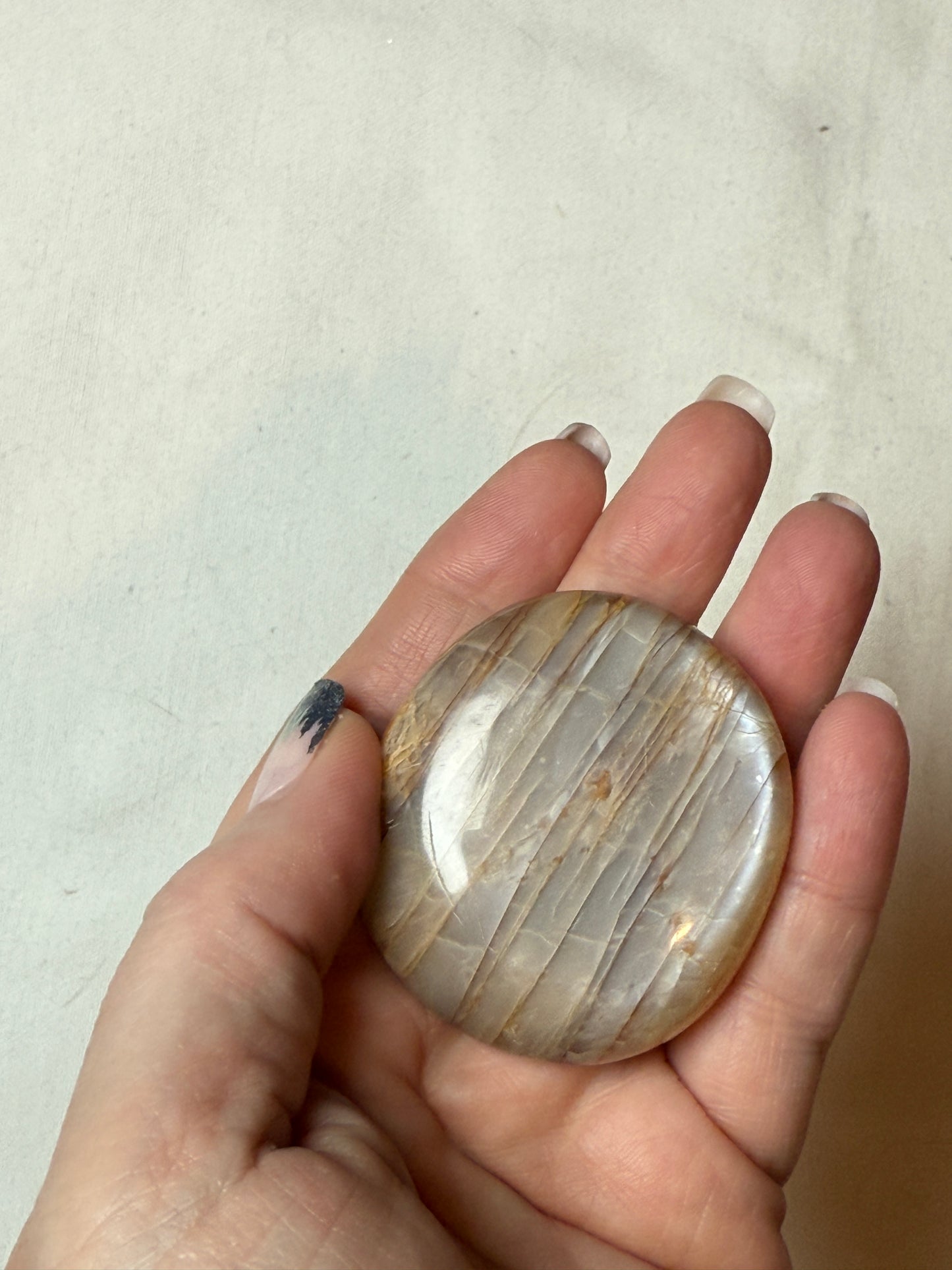 Peach Moonstone Palm Stone