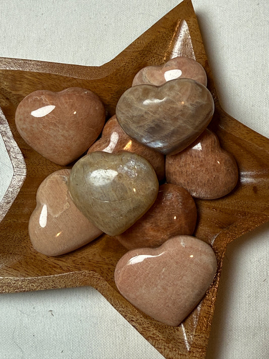 Peach Moonstone Mini Hearts