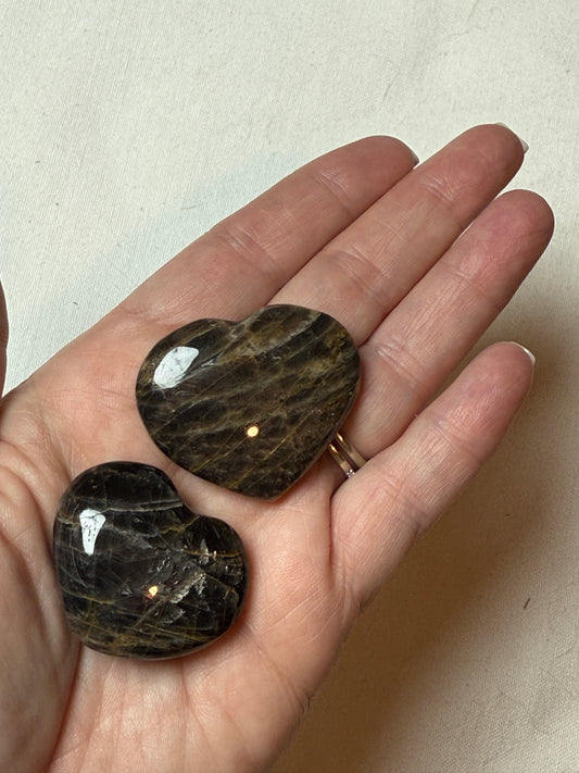 Black Moonstone Small Hearts
