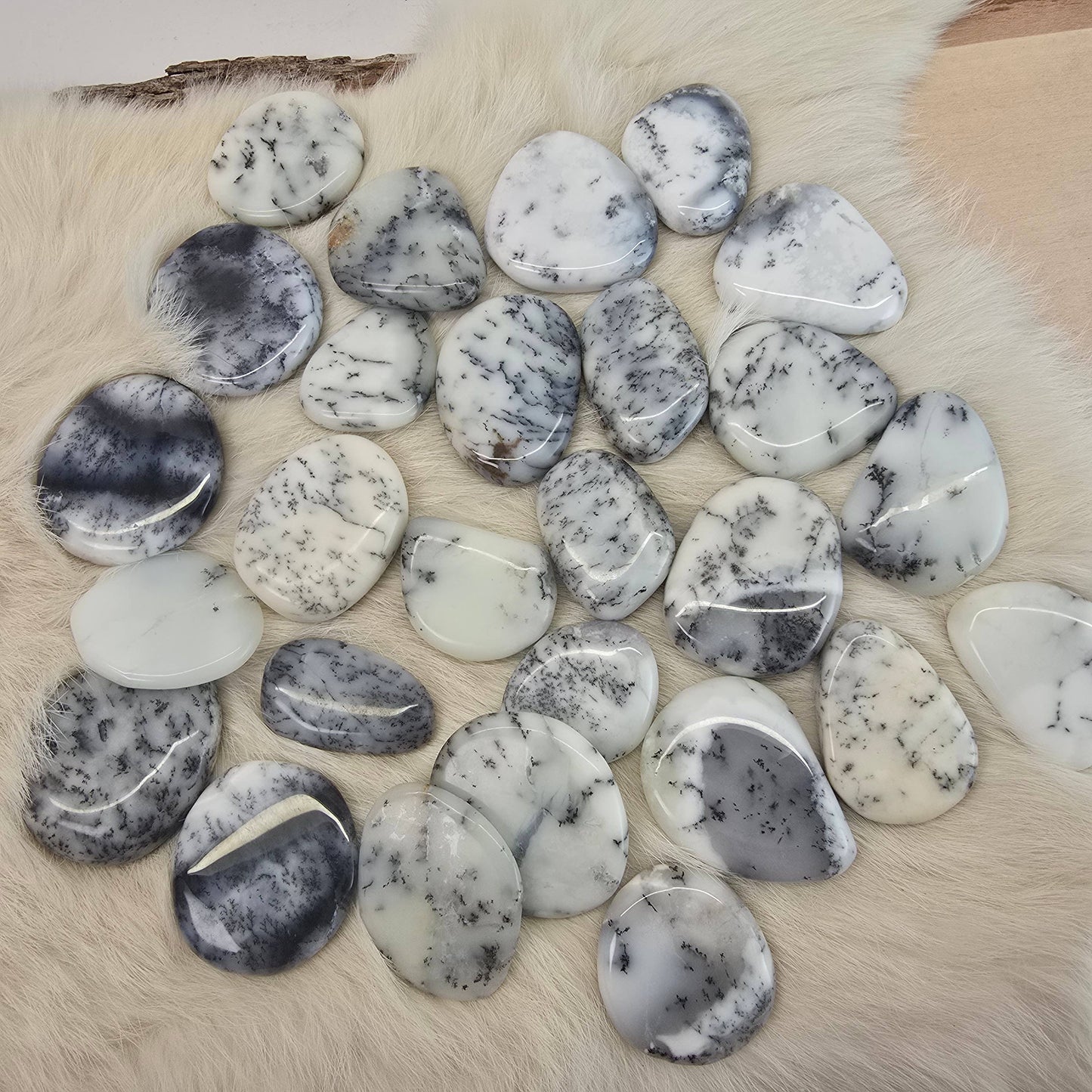 Dendritic Opal Flat Mini Palm Stone ~ Polished Crystals