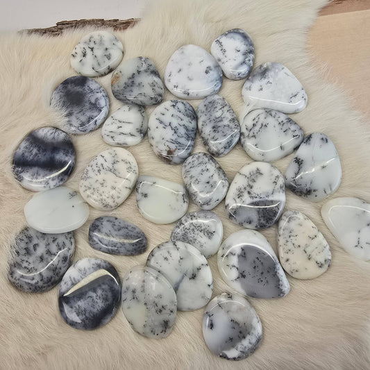 Dendritic Opal Flat Mini Palm Stone ~ Polished Crystals